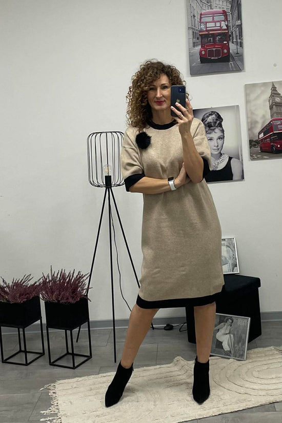 LINDA - Kötött ruha. Világos bézs