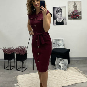 HÉRA - Kötött Gombos maxi ruha. Bordó