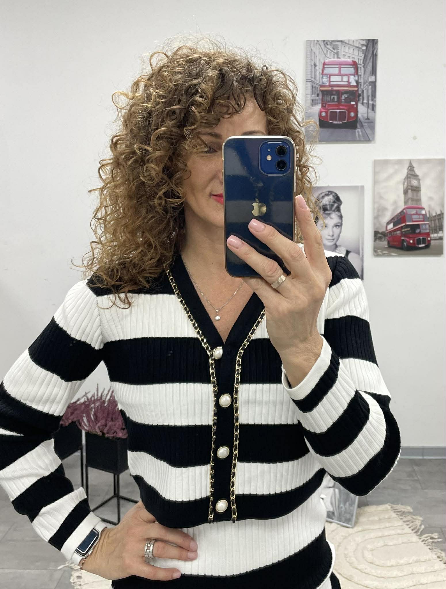 STRIPED - Kötött szett. Fekete - Fehér