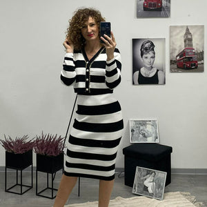 STRIPED - Kötött szett. Fekete - Fehér