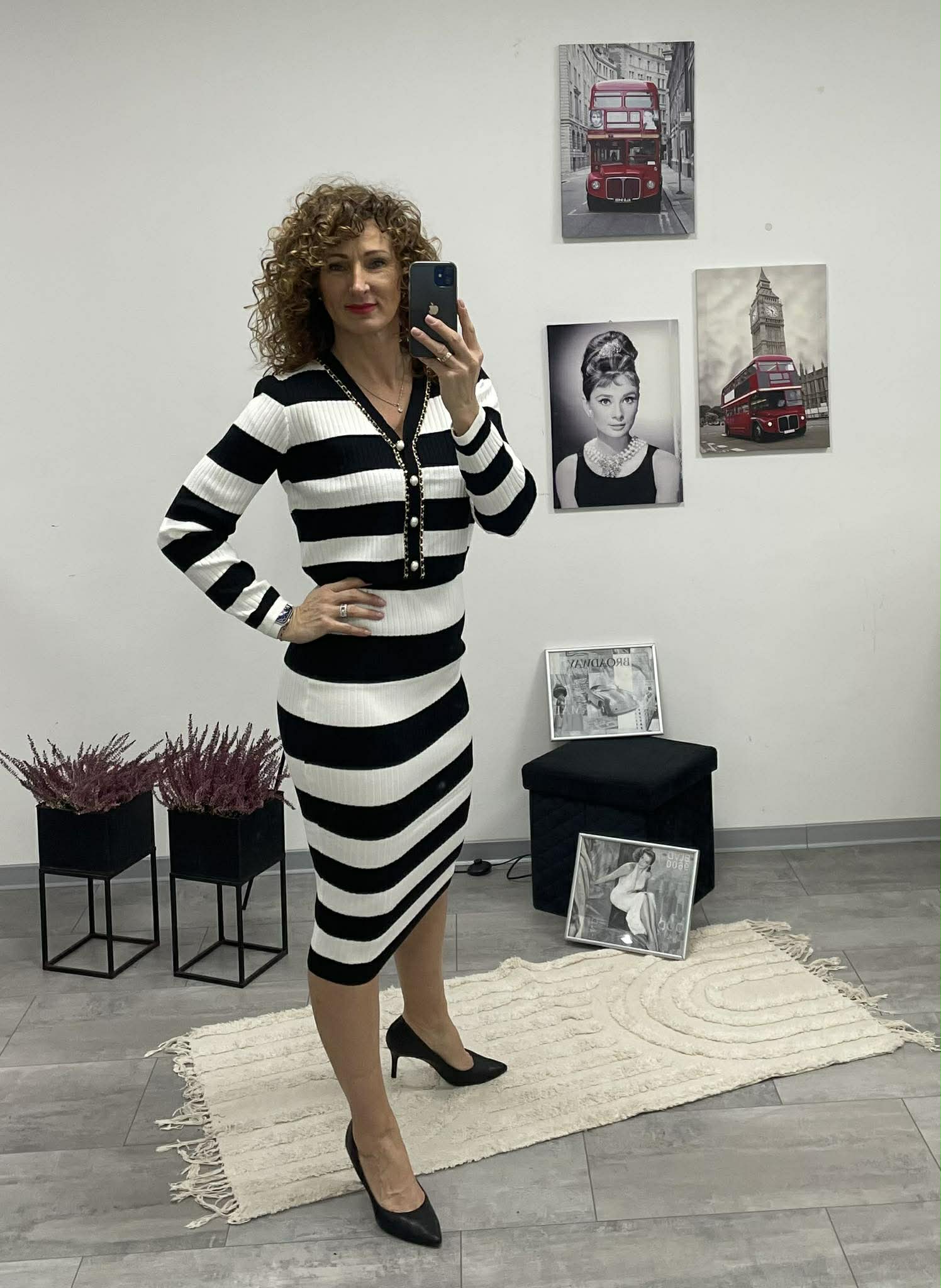 STRIPED - Kötött szett. Fekete - Fehér