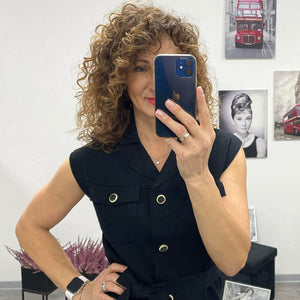 HÉRA - Kötött gombos maxi ruha. Fekete