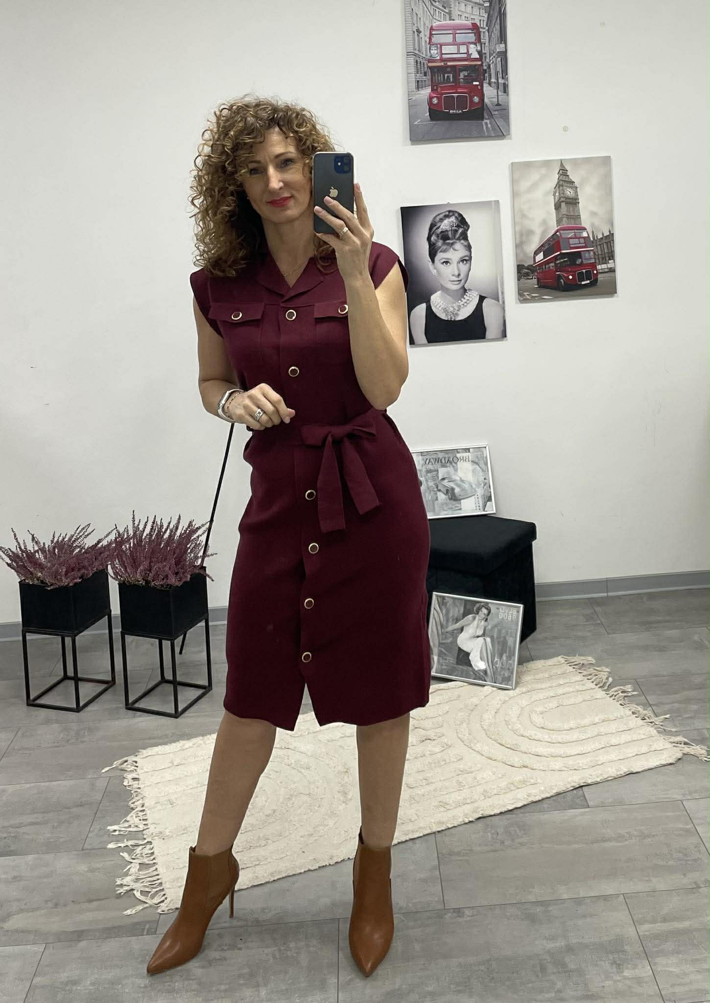 HÉRA - Kötött Gombos maxi ruha. Bordó