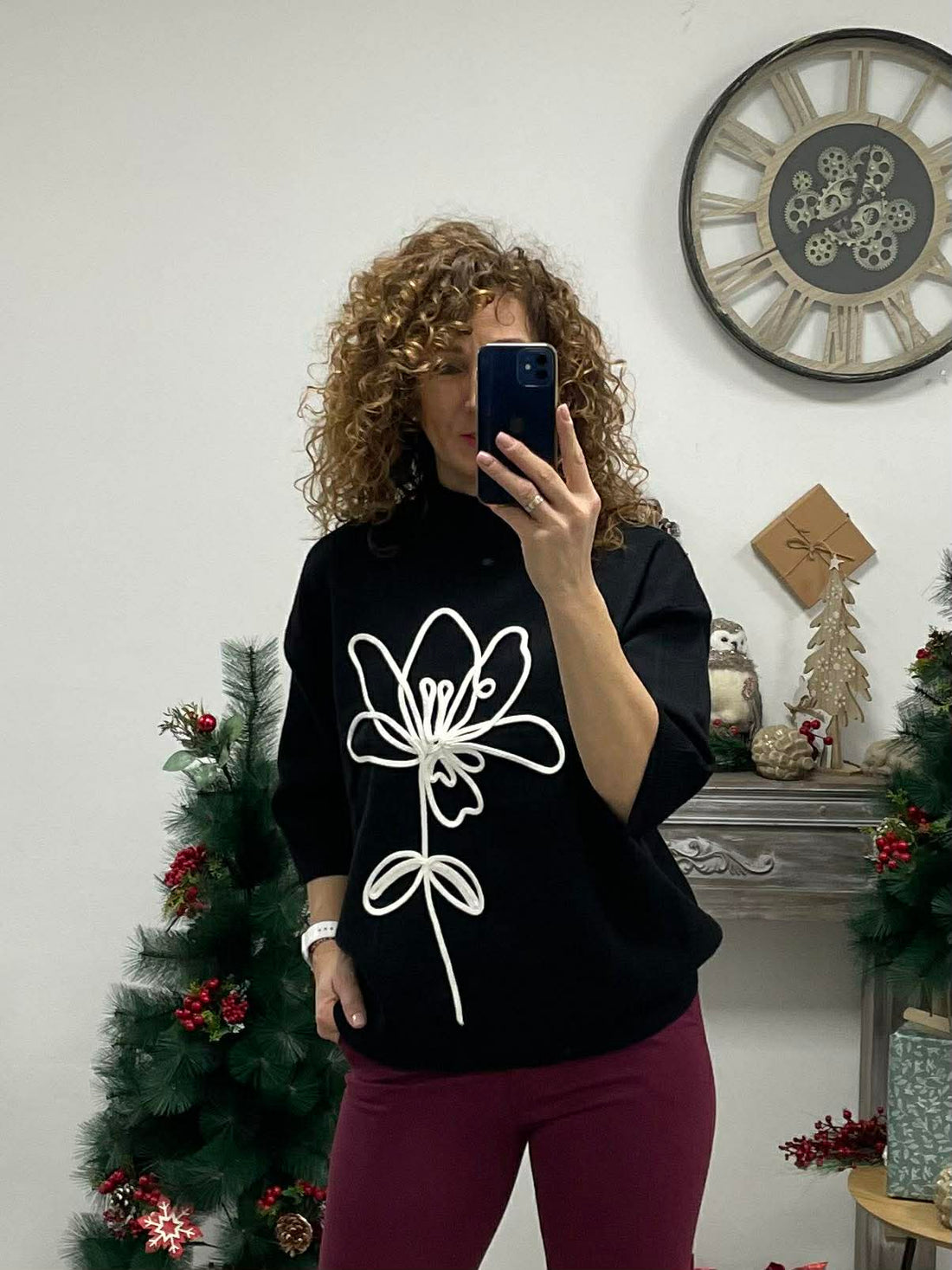 LILLER - Kötött oversíze pulóver. Fekete, bordó