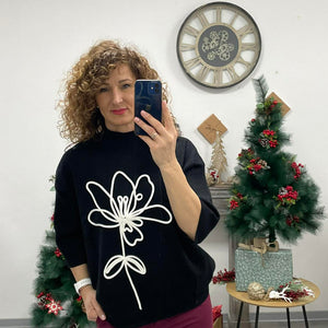 LILLER - Kötött oversíze pulóver. Fekete, bordó