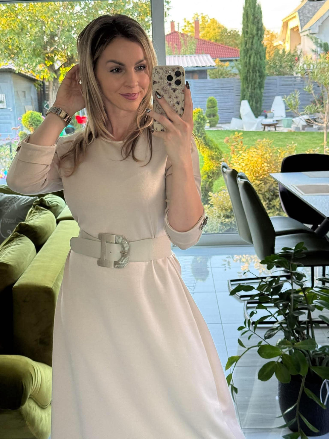 RITA - Bő maxi ruha. Bézs