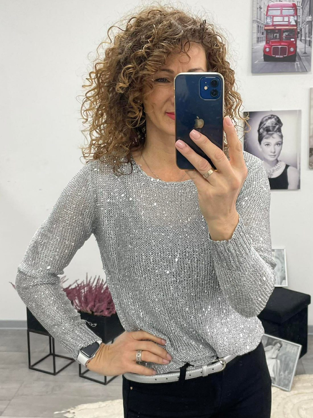 LIGHT - Csillogó szálas felső. Ezüst