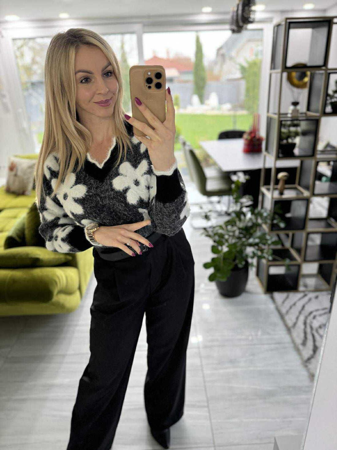 PIHE - Kötött pulóver. Fekte, szürke