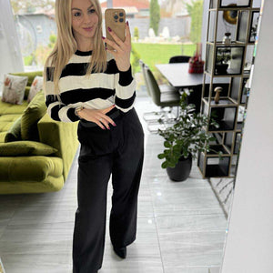 CSIKI - Kötött pulóver. Fekete - világos bézs