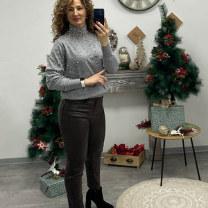 PEARL - Kötött félgarbó. Szürke