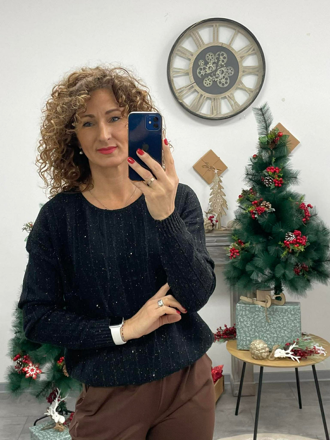 SPARKLING - Kötött lurexes pulóver. Fekete