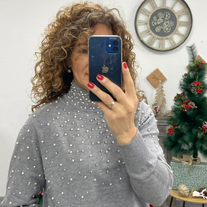 PEARL - Kötött félgarbó. Szürke