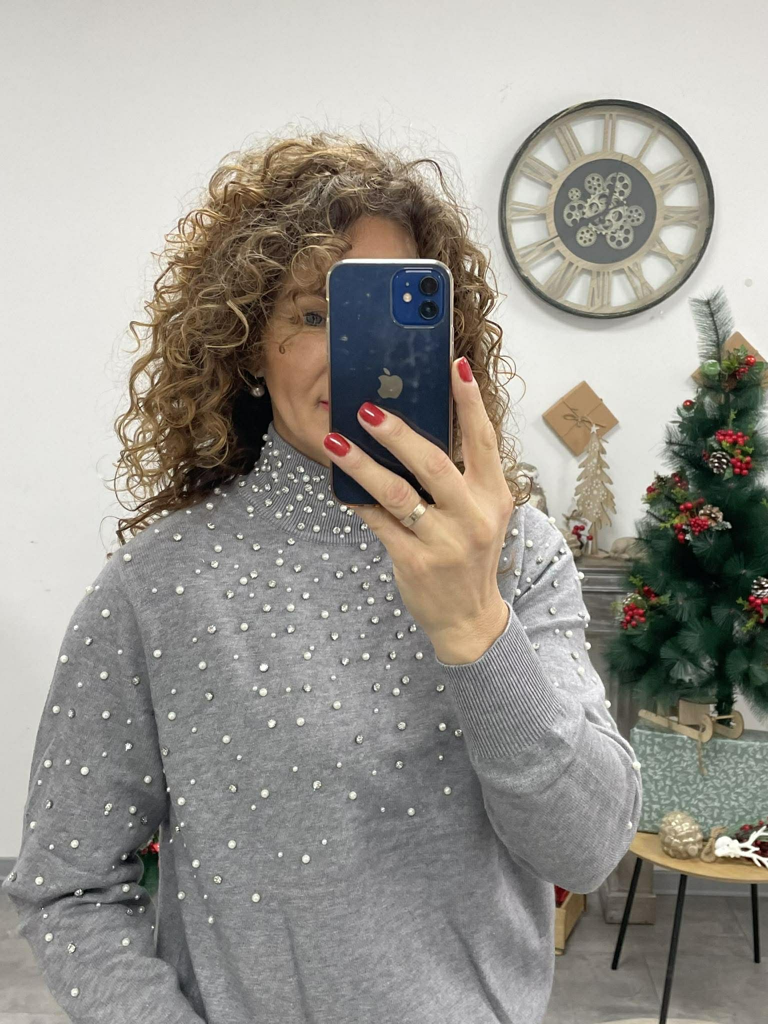 PEARL - Kötött félgarbó. Szürke