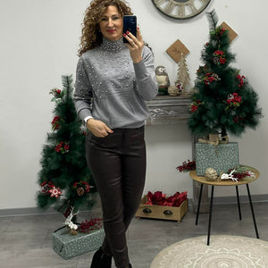 PEARL - Kötött félgarbó. Szürke