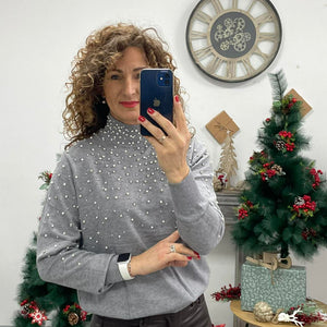 PEARL - Kötött félgarbó. Szürke