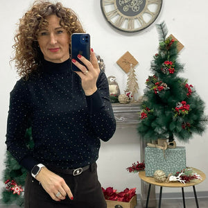 STONY - Apró köves kötött pulóver. Fekete