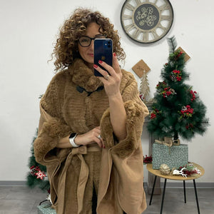 Pille - Szőrmés pocsó kabát. Csau barna