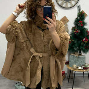 Pille - Szőrmés pocsó kabát. Csau barna