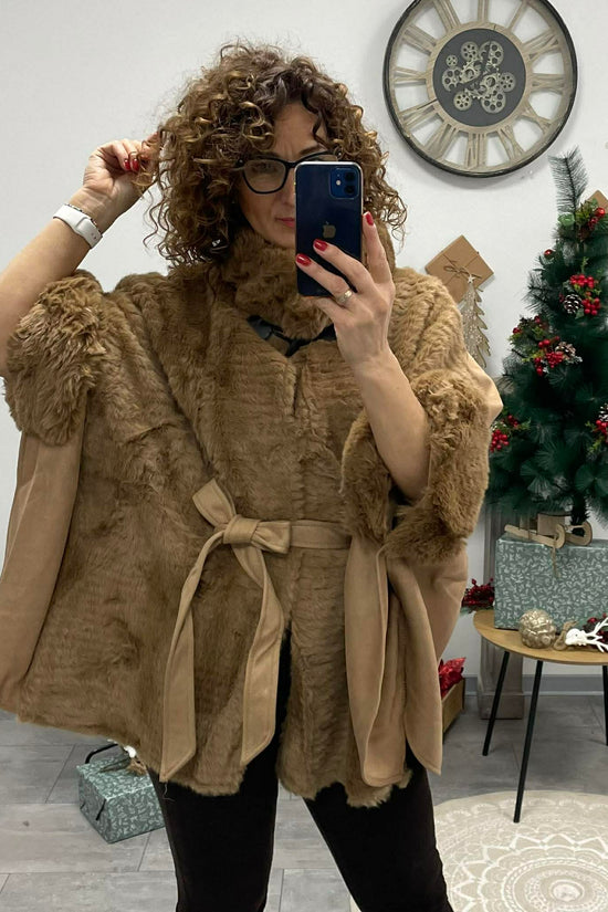 Pille - Szőrmés pocsó kabát. Csau barna