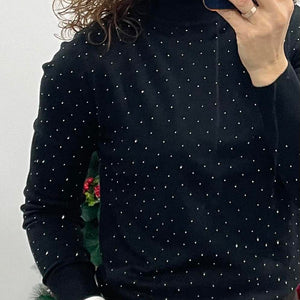 STONY - Apró köves kötött pulóver. Fekete