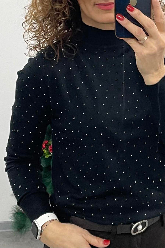 STONY - Apró köves kötött pulóver. Fekete