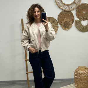 ZSAKLIN - Zsinór hímzett kabát. Világos bézs