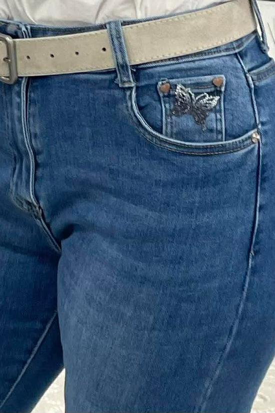 SARA - Közép kék MOM Fitt farmer nadrág