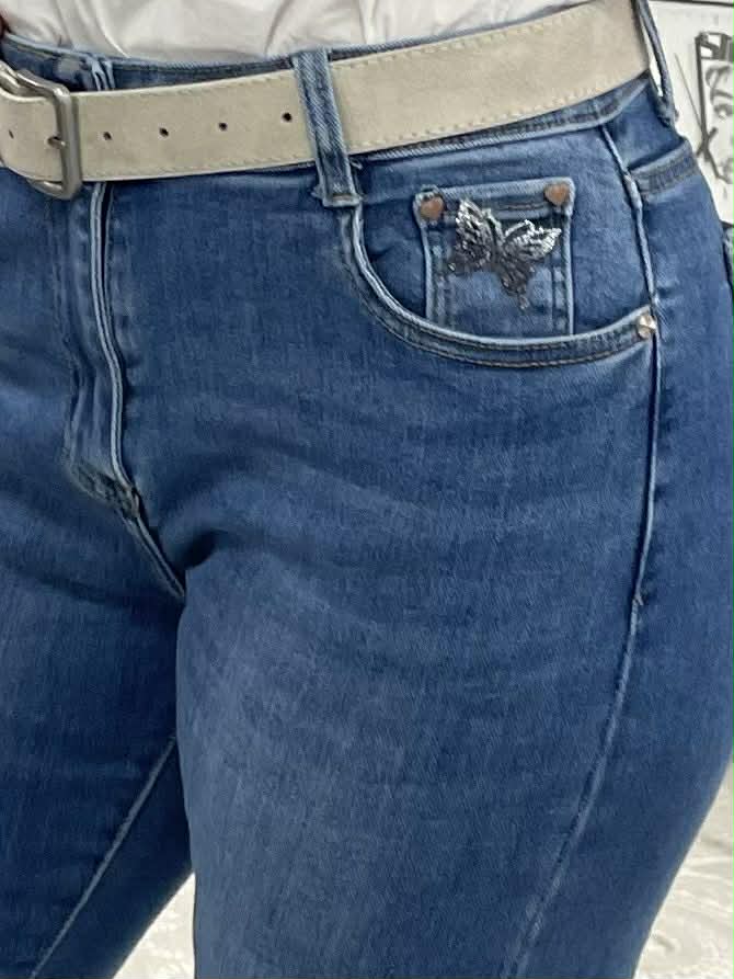 SARA - Közép kék MOM Fitt farmer nadrág