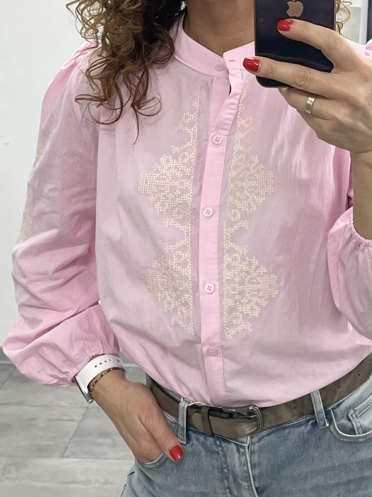 Romantic - Hímzett blúz. Rózsaszín