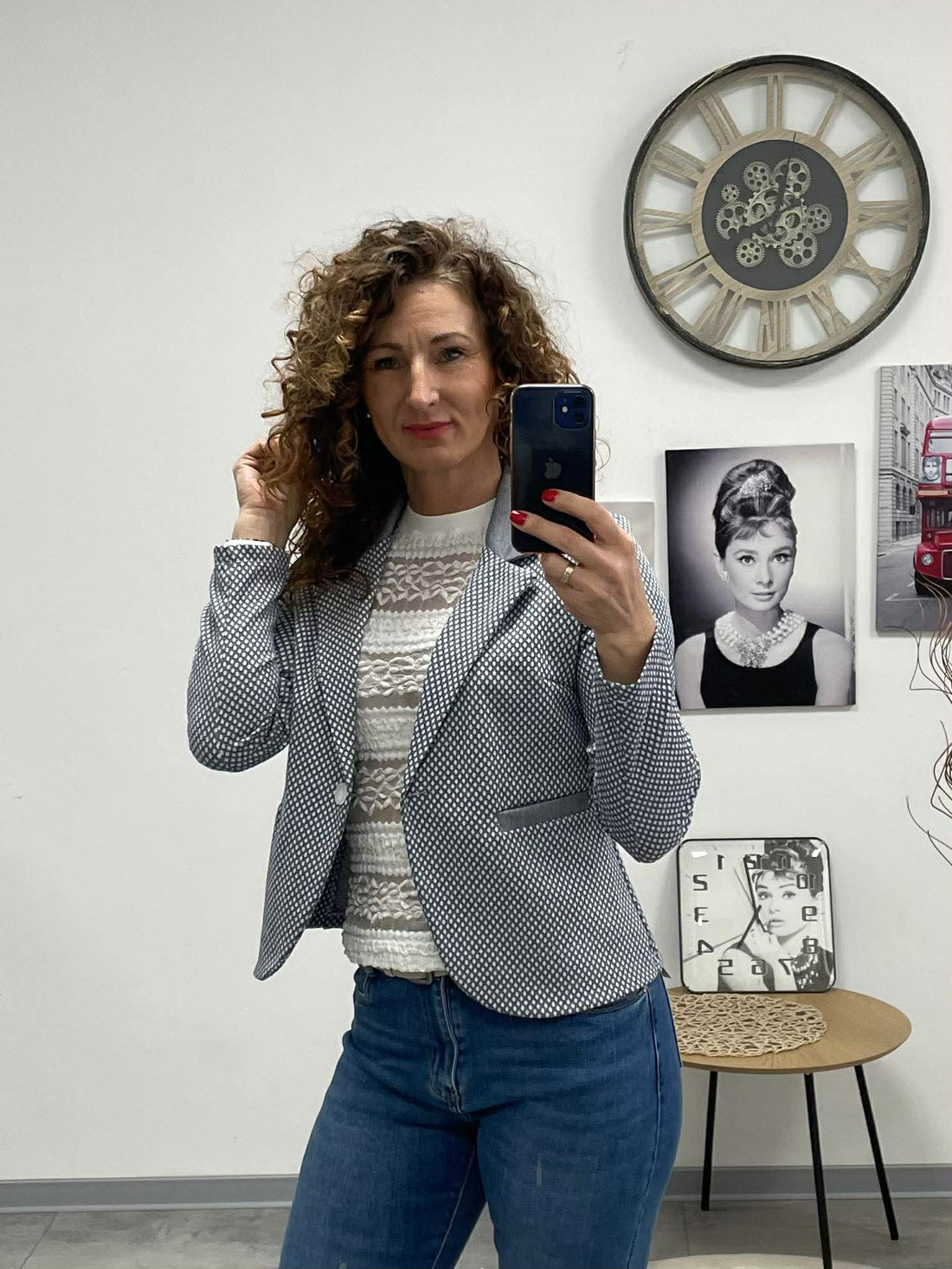 Pötyi - Mintás blézer. Szürke