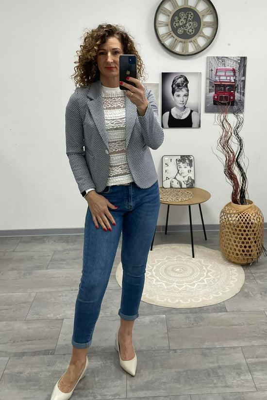 Pötyi - Mintás blézer. Szürke