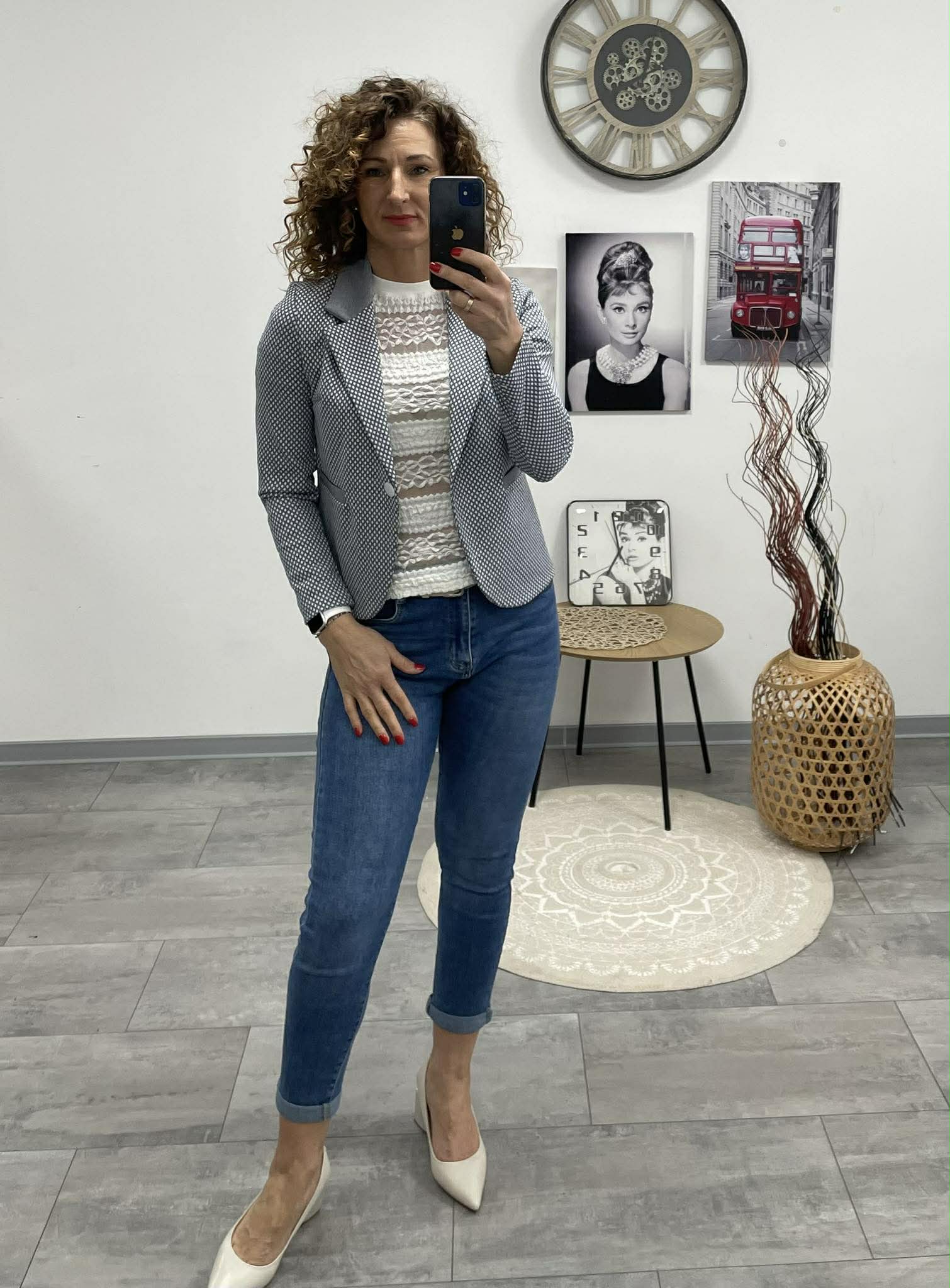 Pötyi - Mintás blézer. Szürke