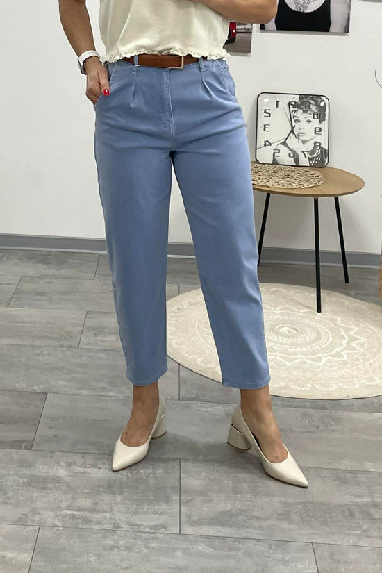 GRÉTI - Bő laza fazonú farmer nadrág. Közép kék