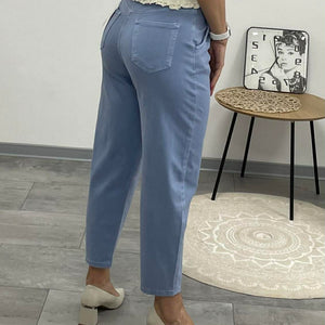 GRÉTI - Bő laza fazonú farmer nadrág. Közép kék