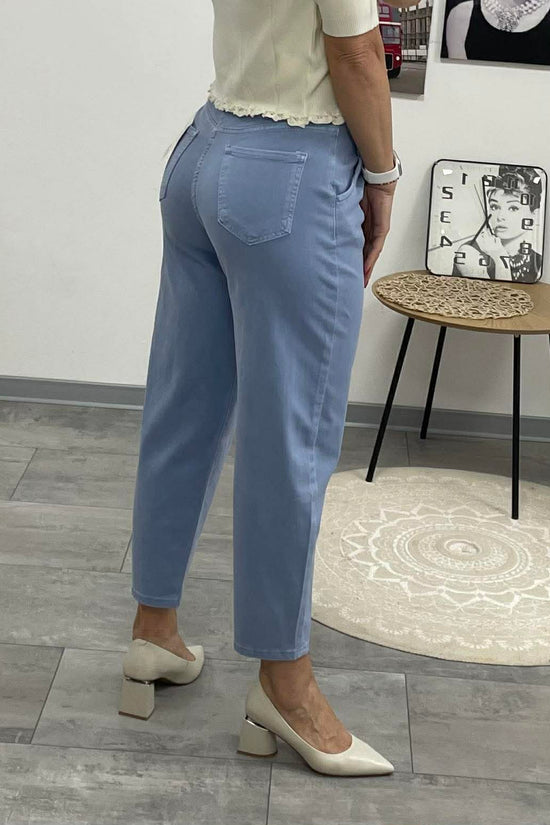 GRÉTI - Bő laza fazonú farmer nadrág. Közép kék