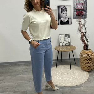 GRÉTI - Bő laza fazonú farmer nadrág. Közép kék