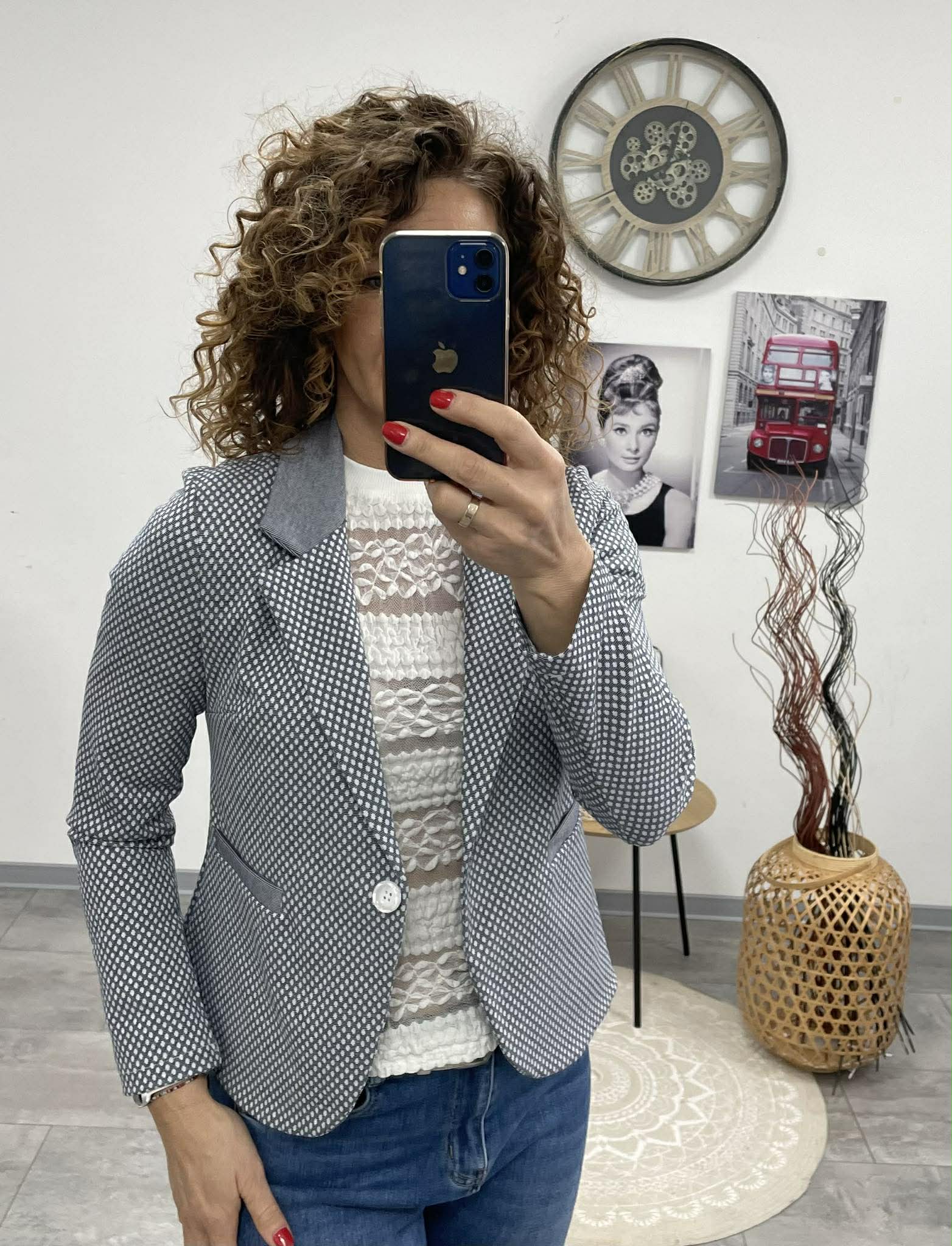 Pötyi - Mintás blézer. Szürke