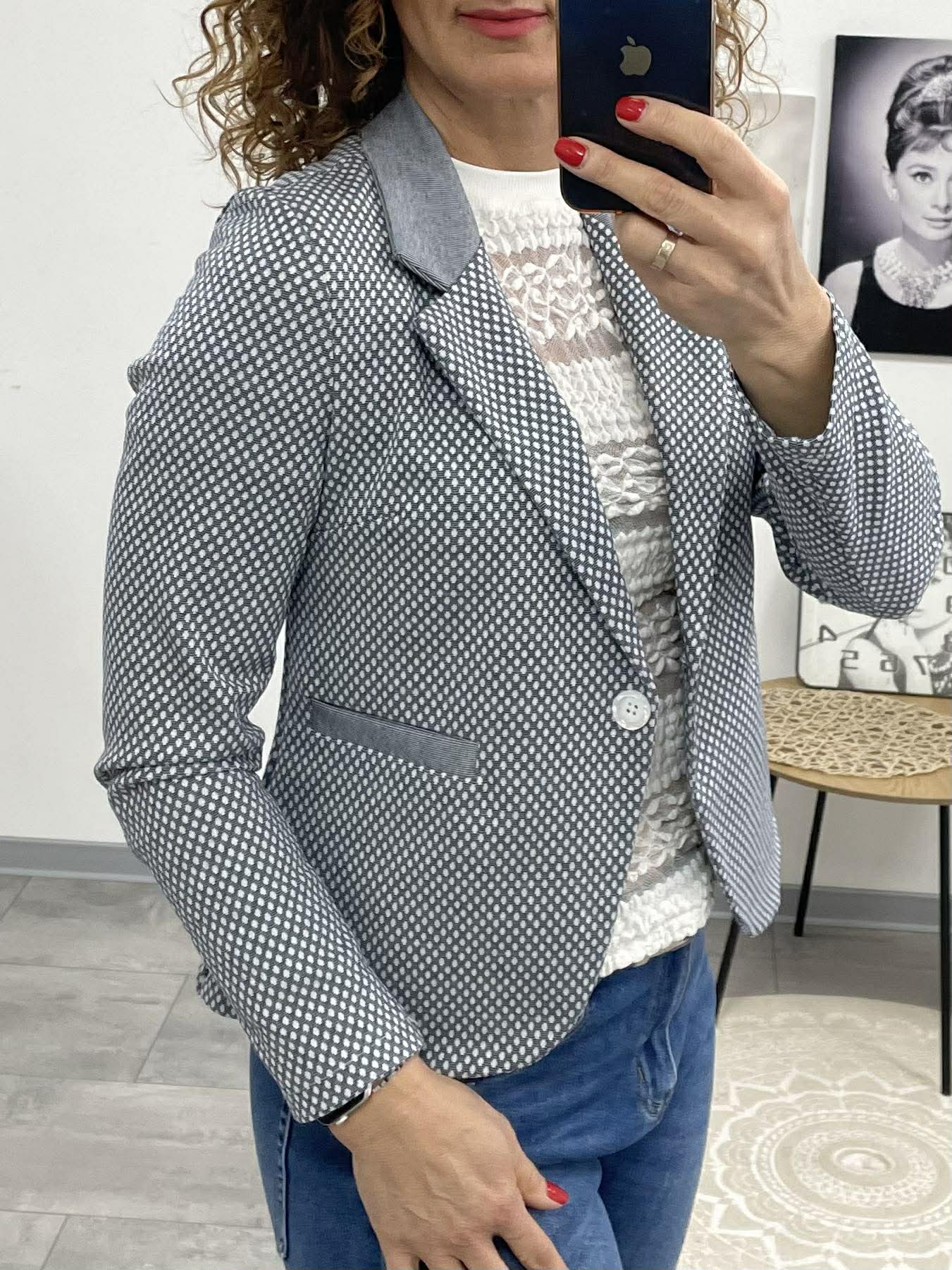 Pötyi - Mintás blézer. Szürke