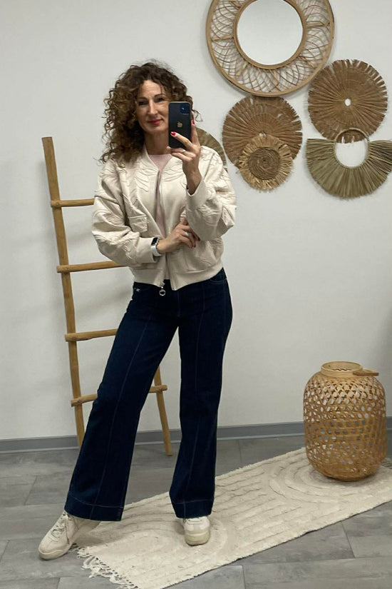 ZSAKLIN - Zsinór hímzett kabát. Világos bézs