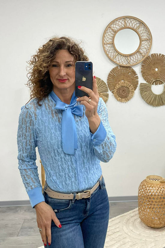 BEAUTY - Csipke blúz. Baba kék