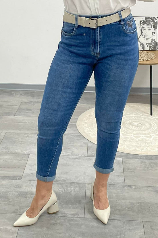 SARA - Közép kék MOM Fitt farmer nadrág