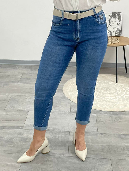 SARA - Közép kék MOM Fitt farmer nadrág