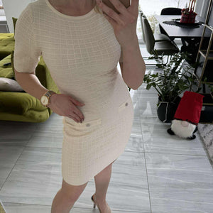 ERÁS - Kötött magában mintás ruha. Tört fehér