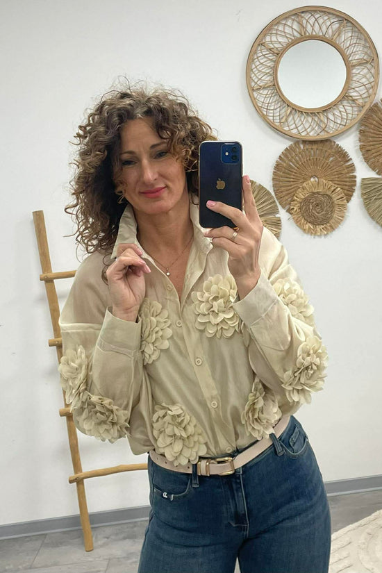 MARGARET - 3D virgs blúz. Bézs