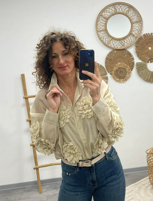 MARGARET - 3D virgs blúz. Bézs