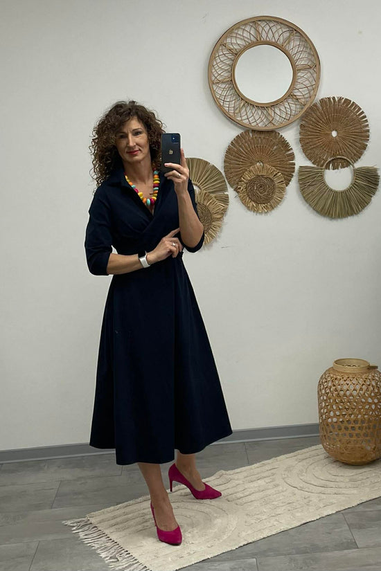 IRCSI - Átkötős ruha. Sötétkék