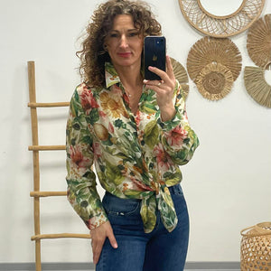 FLOWER - Virágos blúz. Zöld