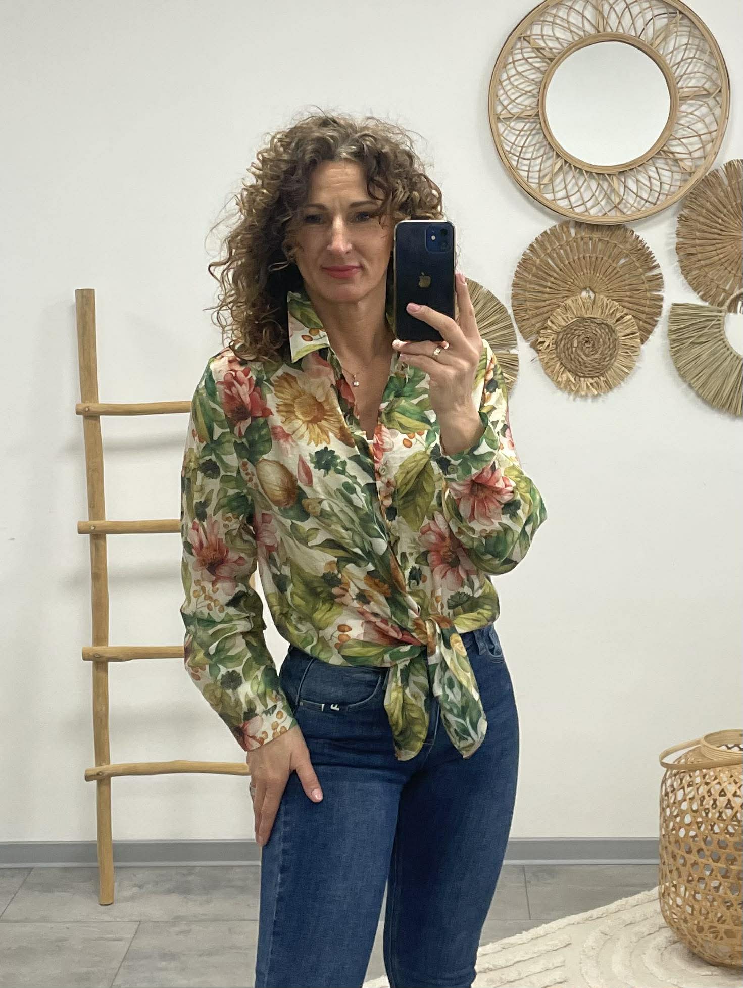 FLOWER - Virágos blúz. Zöld