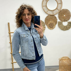 SIMPLE _ Farmer dzseki. Világos koptatott kék.