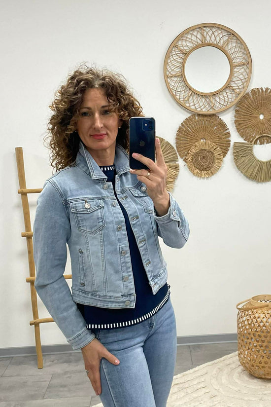 SIMPLE _ Farmer dzseki. Világos koptatott kék.